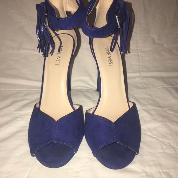 Nine West | Royal Blue Open Toe Tassel Heel - Picture 2 of 5